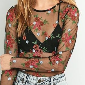 Urban Outfitters Mesh Floral Top